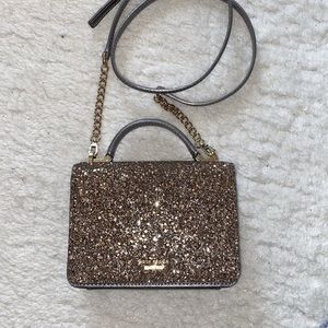 BNWT Kate Spade Mini Grey Metallic Laurel Way Glitter Maisie Box Purse
